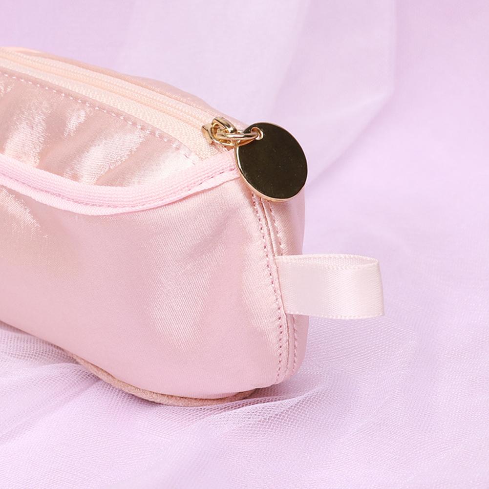 Ballet Shoe Personalized Makeup Bag Pink Travel Cosmetic Bag Soft Cosmetic Organizer Bag Creative for Dancers and Ballet Lovers