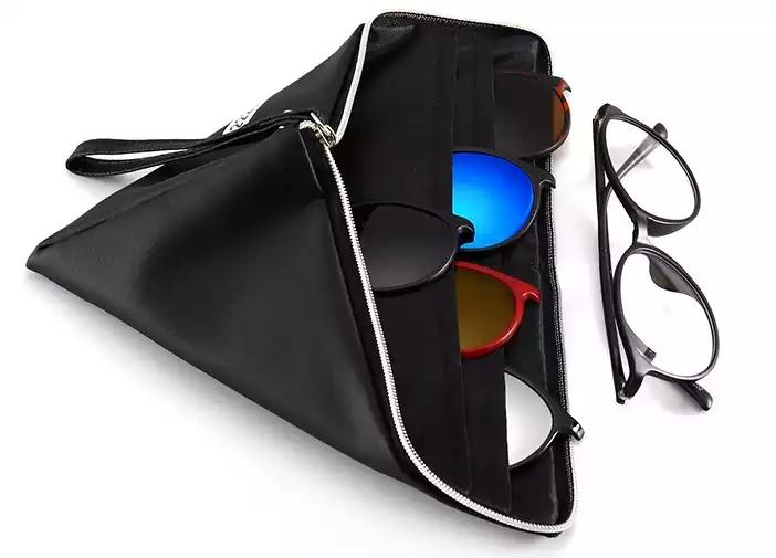 5 in 1 Magnetic Clip on Glasses Optical Square Night Vision Polarized Sunglasses