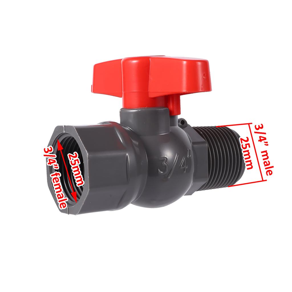 PVC-Kugelhahn-Regler 3/4"1" PVC-Verbindungskugelhahn Innengewinde auf Außengewinde Ventil Gartenwasserversorgung Schalter