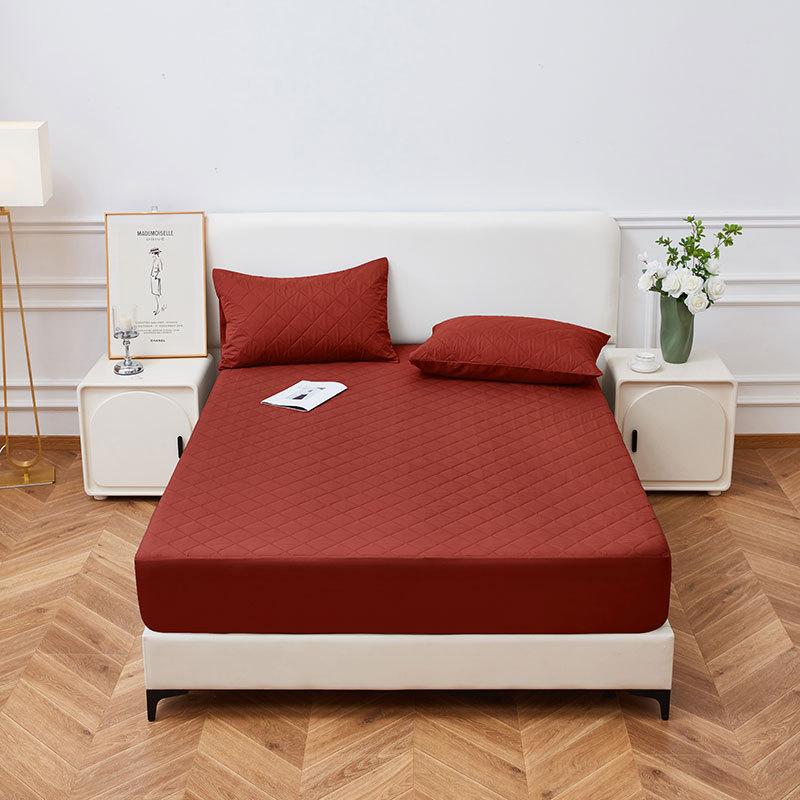 Solid Color Waterproof Thickening Mattress Protector Pad King Machine Washable Four All-Season Universal Not Included Pillowcase