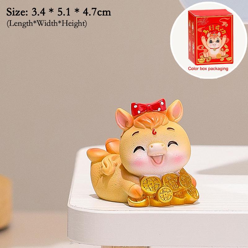 2026 Cute Year Of The Horse Ornament Lucky New Year Horse Toy DIY Desktop Decoration Car Ornament Pony Decor New Year Gift
