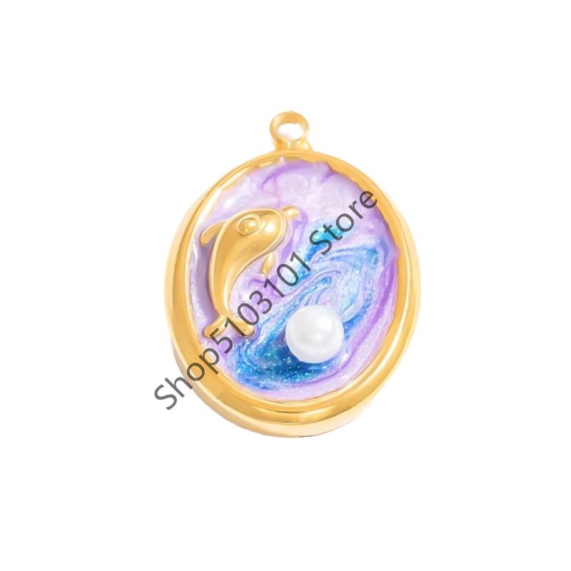 Gold Ocean Animal Turtle Shell Conch Starfish Diy Charms For Jewelry Making Bulk Stainless Steel Charm Pendant Necklace Making