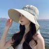 Sombrero de pescador para mujer, sombrero de lavabo en forma de campana de Color sólido, sombrero con protección solar de ala grande, sombrero de pescador con diseño de chal