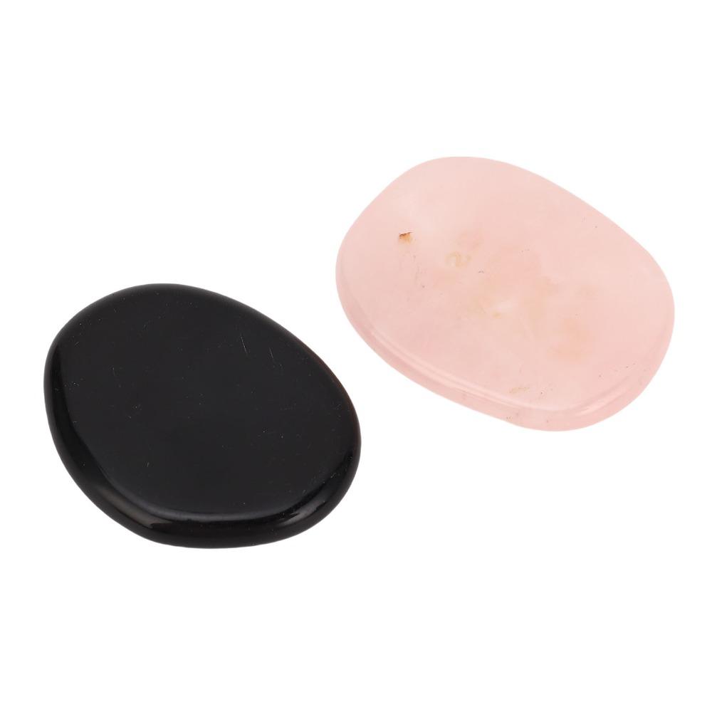 2pcs Pink Crystal Pocket Palm Stone Engraved Pattern Worry Stone For Mindfulness