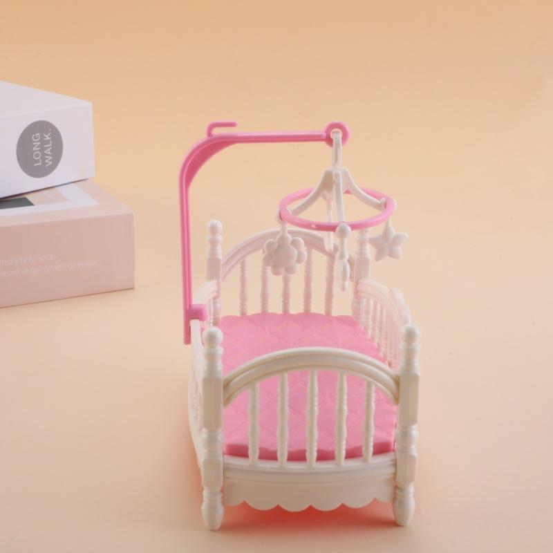 1Pc Play House Toy Accessories Simulation Ins Doll House Crib Mini Bedroom Furniture Miniature Cartoon Small Ornament
