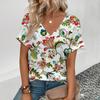 Women's T-Shirt Summer V-Neck T Shirt for Women Daily Fashion Short Sleeve Casual T-Shirt 3d Print Female Clothes Tshirt