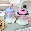Fresh Cat Claw Flower Tea Plastic Cup Home Straw Cup Girls Cute Can Cross Portable Water Cup