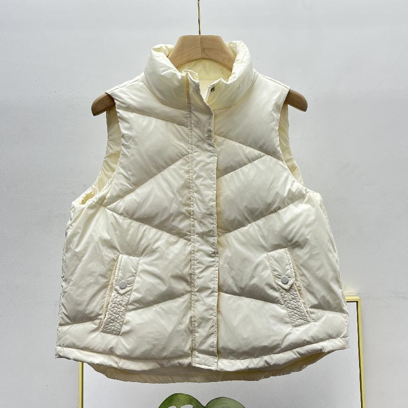 Autumn and winter new down vest women's loose stand-up collar versatile white duck down vest outer vest solid color