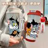 Cute Cat and Mouse Water Cup Tom Jerry Stainless Steel Thermos Cup Cute Boys and Girls Direct Drinking Straw Food Grade