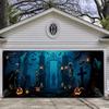 Halloween Garage Door Cover Terrifying Skull Lantern Background Banner Outdoor Waterproof Decoration Mural Backdrop Cover