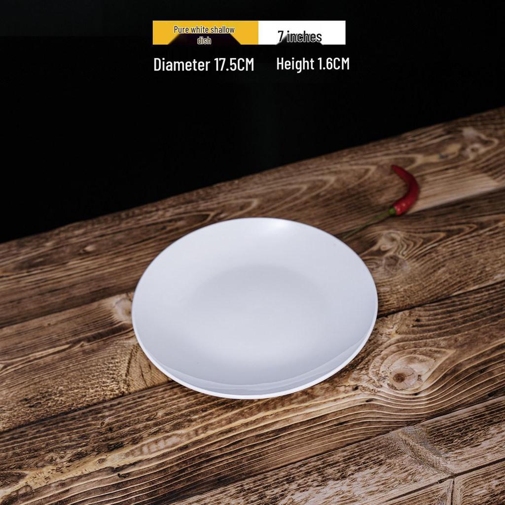 Steak Ceramic White Round Western Bone Plate - Shallow, Flat Tableware Dish for Household Use