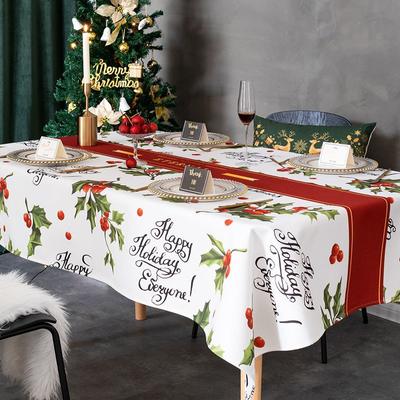 Christmas Tablecloth Waterproof, Anti-scald and Anti-oil, No-wash Tablecloth, Table Mat, Coffee Table Mat, Tablecloth