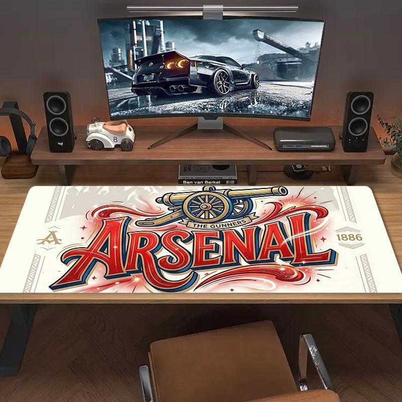 Arsenal F.C Druck Kissen Rutschfest Laptop Tablet Großes Mauspadd XXL Matte Mini-PC Spielmatte Mit Verriegeltem Rand
