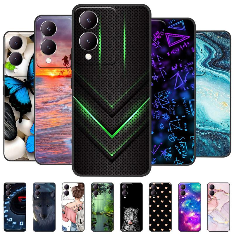 Für Vivo Y17s Hülle Mode Cartoon Schwarz Silikon Weiche Rückseite Hülle Für Vivo Y17s Handyhülle Cover 6,56" Y 17 s Funda Coque