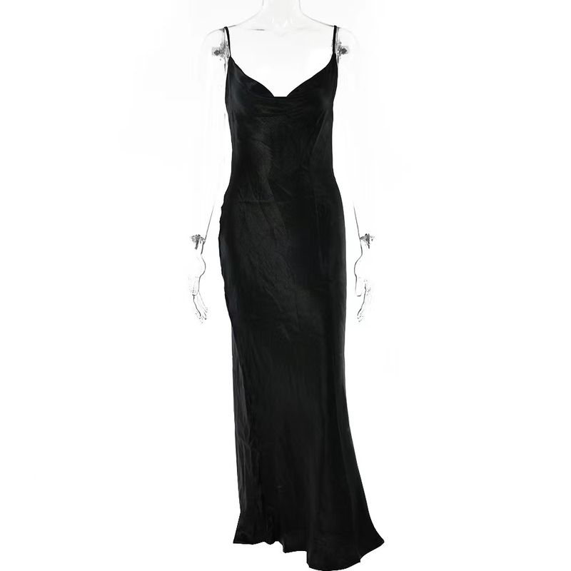 Fashion Style Sling Open Back Sexy Dress Fashion Swing Collar Dress Sexy Backless Dress