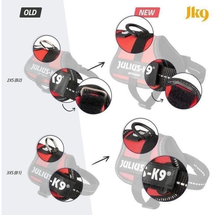 Harnais - Julius-K9 - Mini-Mini - Rouge - 40-53 cm - 22 mm