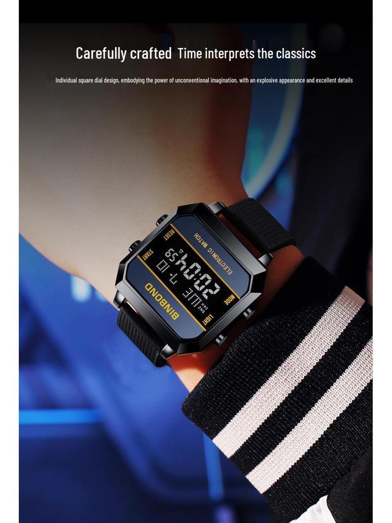 Multifunctional Waterproof Men's Sports Watch - Fashionable Electronic Design for Students
