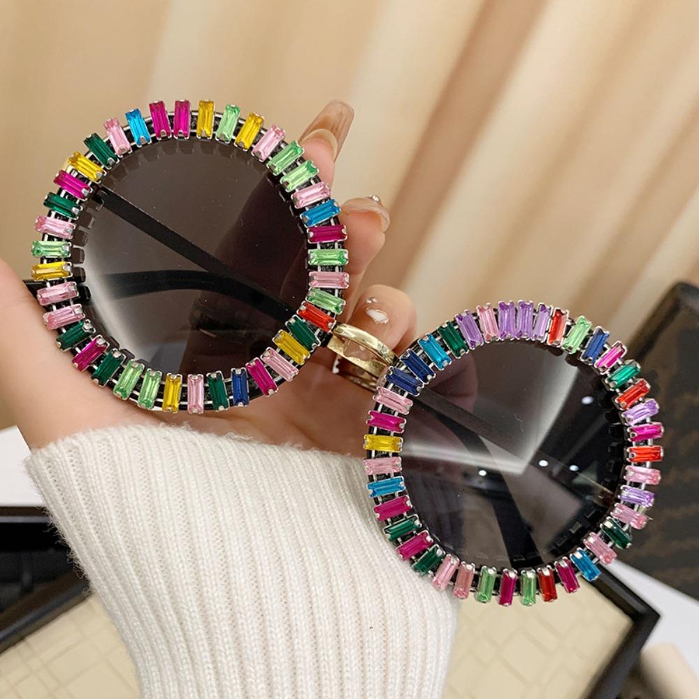 

Fashion Rhinestone Sunglasses Steampunk Women Spectacles Trendy Beach Party Sun Glasses Unisex Colorful Black