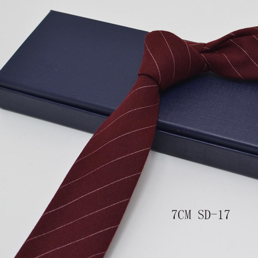 Luxury 7cm Grey Plaid Cotton Neck Ties For Men Soft TR Fabric Red Striped Neckties Casual Ties Wedding Party Groom Cravat Gift