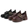 British Fashion Women's Loafers 2025 Autumn New Soft Leather Round Head Platform Shoes Thick Heel Retro Small Leather Shoes