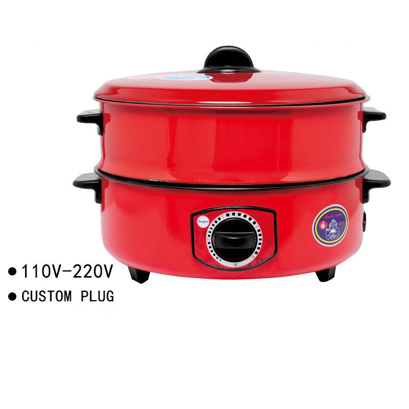 Red Multi Functional Hot Pot Dormitory Portable Electric Boiling Pot Household Large Capacity Cooking Utensil