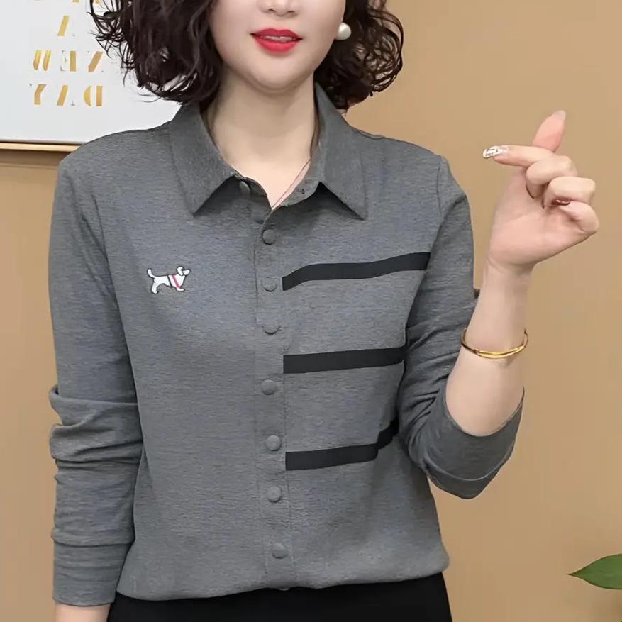 

2025 Spring & Autumn Minimalist Slim Fit Women’s POLO Collar Shirt XL (110-120 jin)