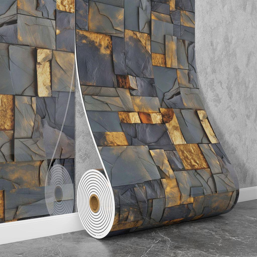 Self-Adhesive Waterproof Imitation Marble Tile Wall Sticker for Bathroom, Living Room, Kitchen, and TV Background.