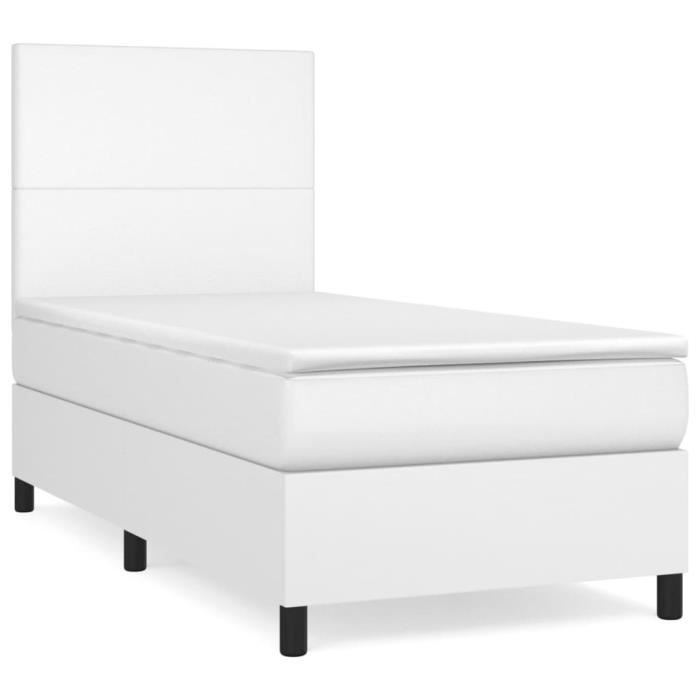 3142696 vidaXL Divan-lit Avec Matelas Blanc 90x190 Cm Similicuir
