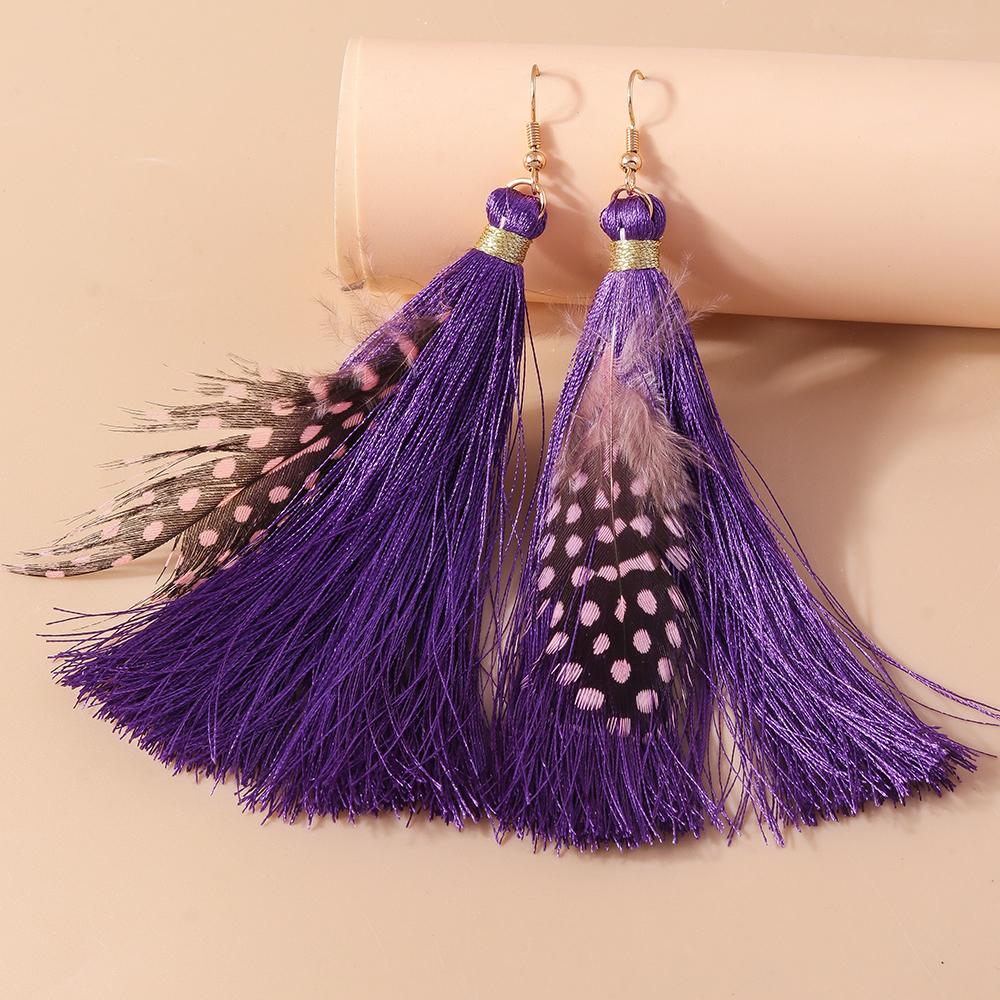 Pretty Feather Drop Earrings for Women Girls Bohemia Earrings Handmade Party Holiday Jewelry Gifts