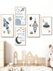 Modern Minimalist Cartoon Rocket Space Planet HD Canvas Wall Art for Kids Bedroom  Living Room Decor  Perfect Poster Prints for