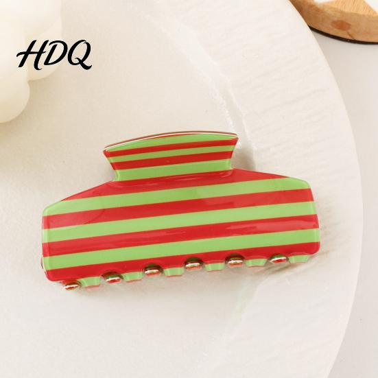 Vintage Style Hair Claw for Women Strong Grip Non-Slip Teeth Clip Striped