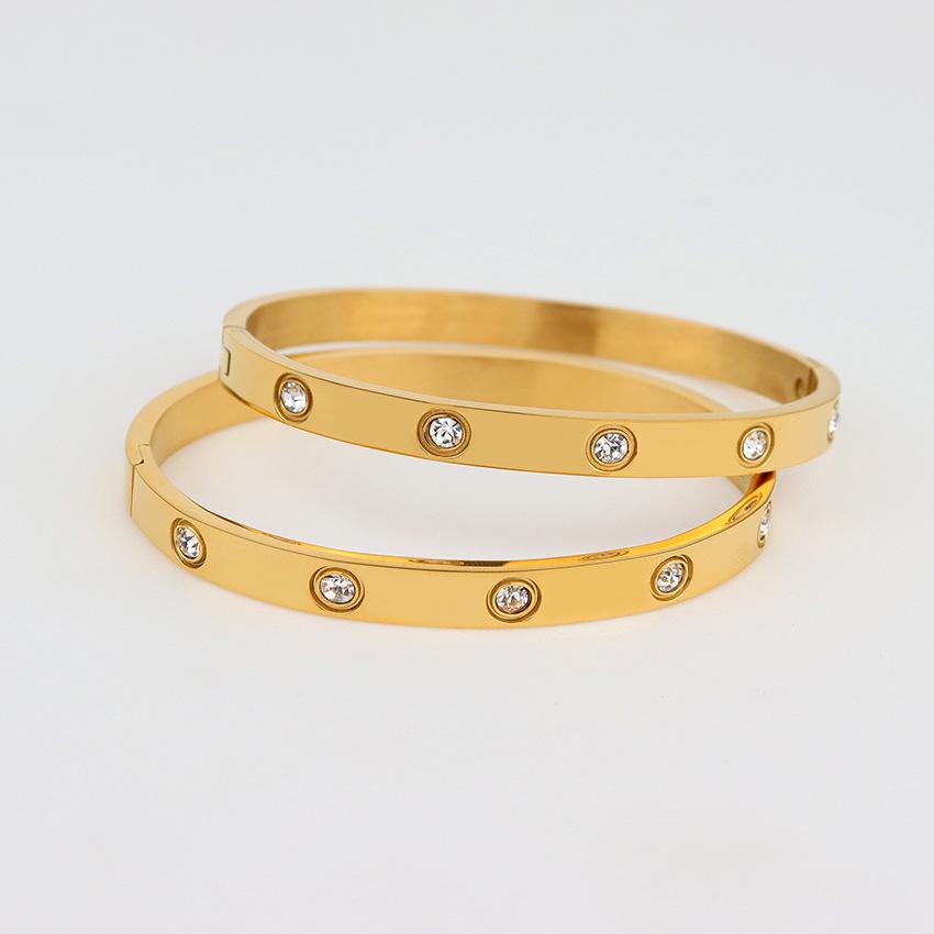 Leichter Luxus Premium Oval Voll Diamant Schnalle Titanstahl Armband
