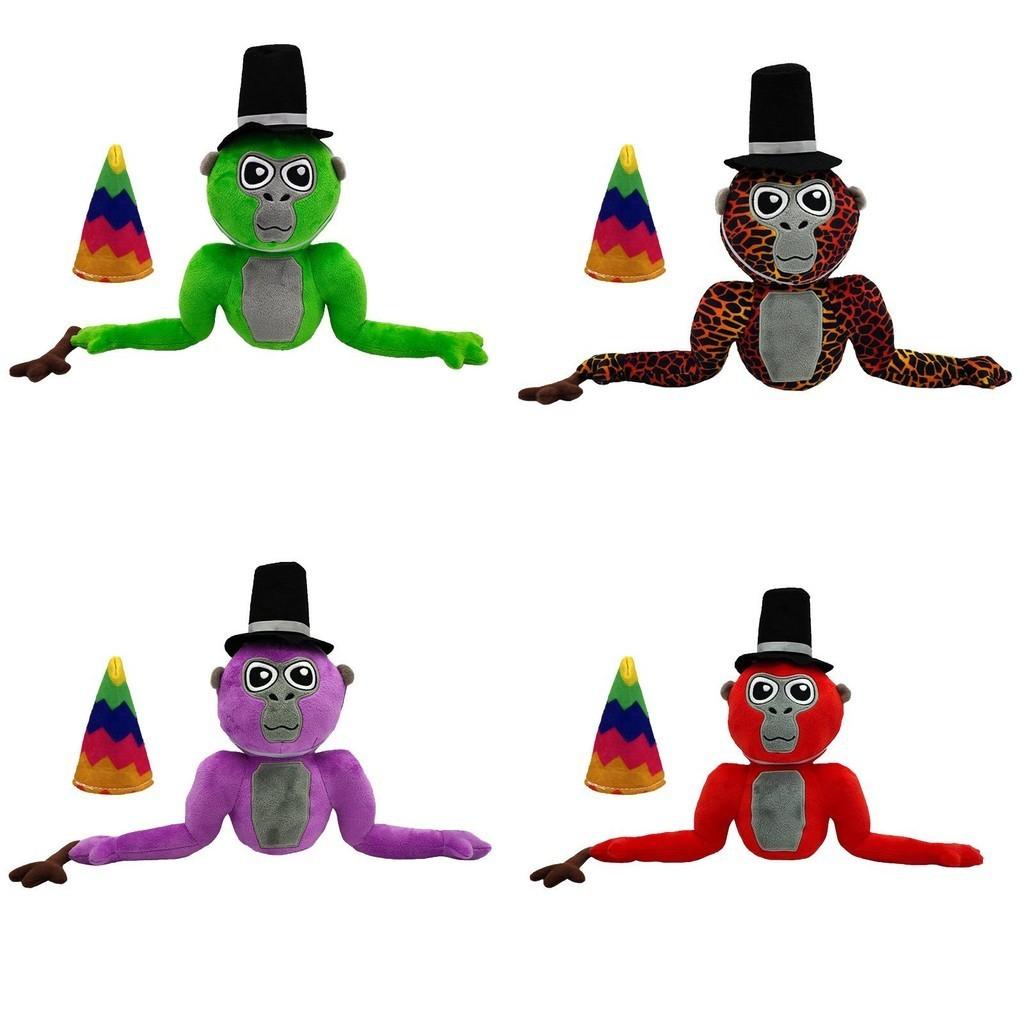 Popularna Pluszowa Zabawka Gorilla Tag Z 2 Czapkami i Gałęzią Drzewa 28cm Czarna Małpa