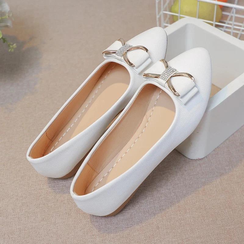 Fashion 2025 Autumn New Versatile Round Toe Shallow Mouth Shoes Small Fragrant Bow Knot Flat Heel Single Shoes for Women