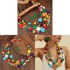 Collana multistrato colorata in legno con perline bohémien per donna