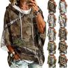 Women's Three-Quarter Sleeve Leaf Print Pullover Hoodie Top