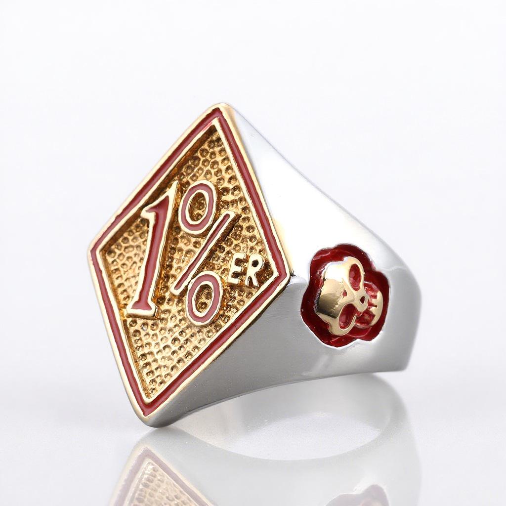 Personalized Men'S Locomotive Wind 1% Ring 316 Stainless Steel Gold Men'S Ring