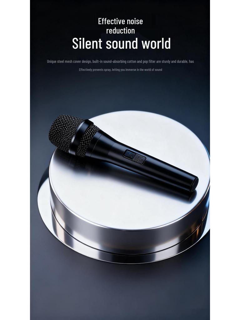 Wired Dynamic Microphone with Holder for Home Karaoke, Live Streaming, and Conferences (Model SJY-M08)