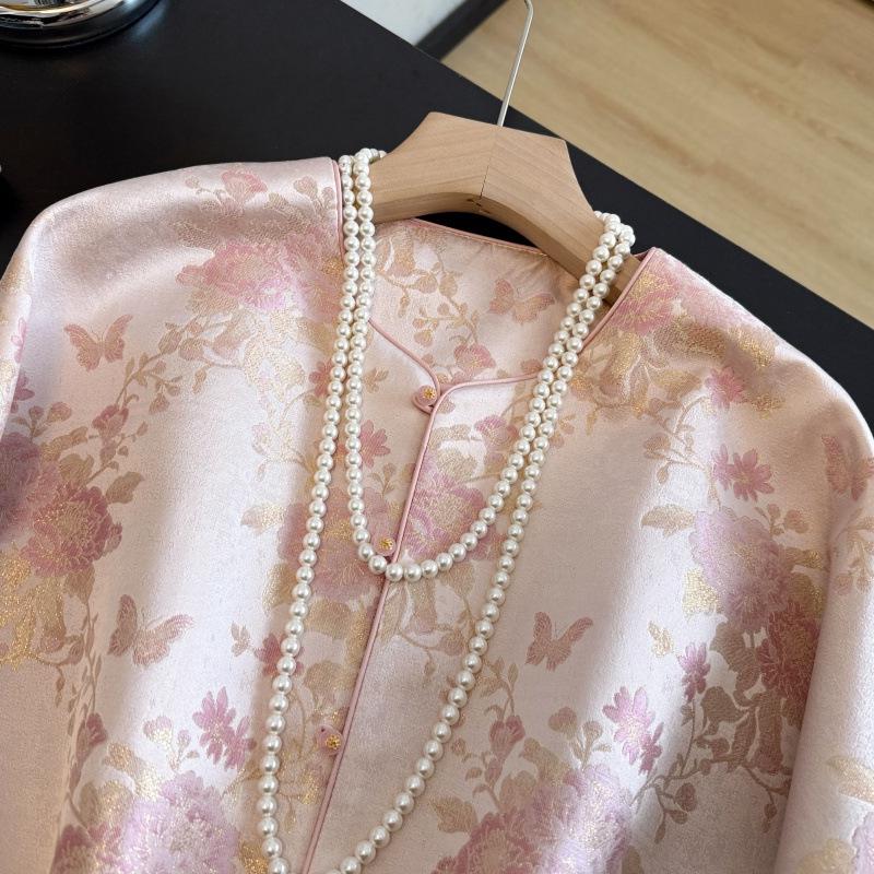 Age-Defying Slimming Jacquard Embroidery Jacket for Middle-Aged Women - Spring/Autumn Chinese Style