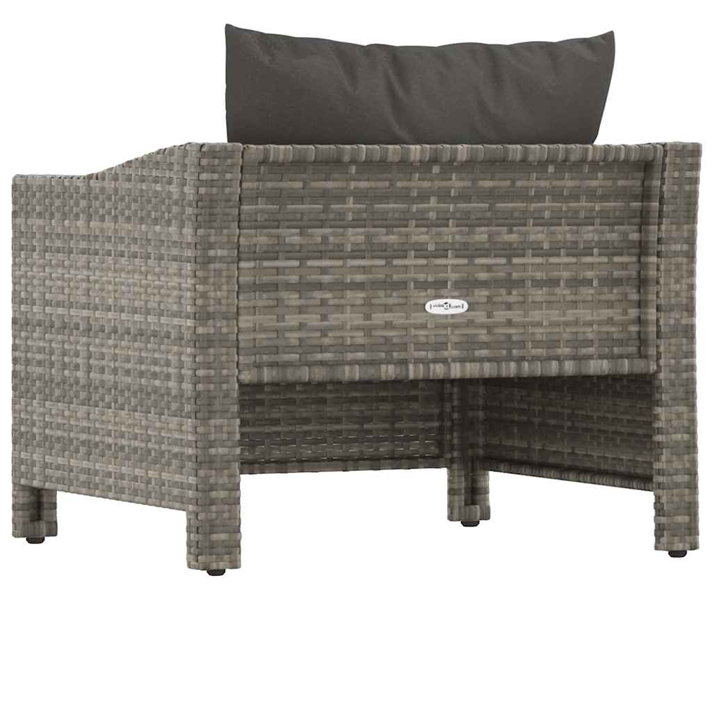 Garden Armchair with Cushions Grey Poly Rattan