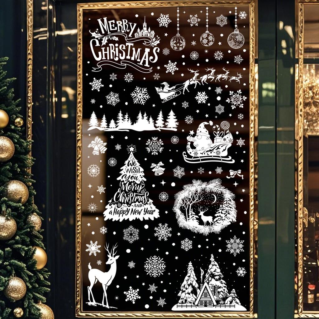 9pcs Christmas Window Stickers Merry Christmas Party Decoration 2026 Xmas Santa Claus Stickers Navidad Natal New Year Gift 2026