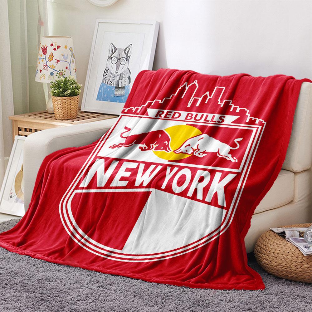 New York Red Bulls Printed Flannel Blanket, soft throw for bedroom sofa, washable,soccer fan merchandise, great gift.