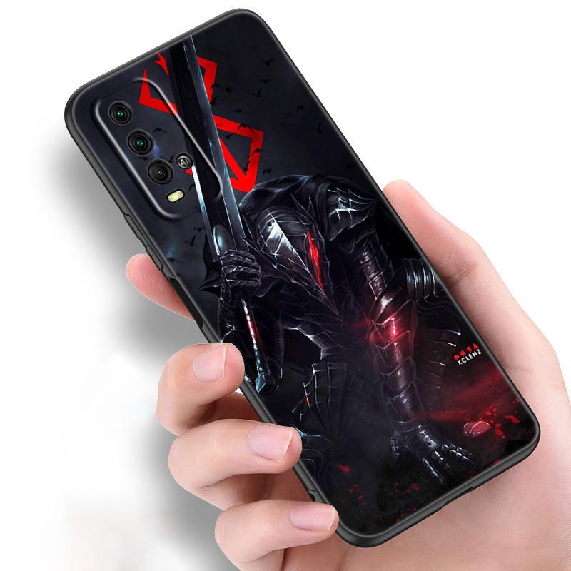 Anime Berserk Guts Silicone Phone Case For Xiaomi Redmi Note 11 10 9 8 Pro 11T 10T 10S 9S 8T 9 9A 9C 9T Black Cover Coque Funda