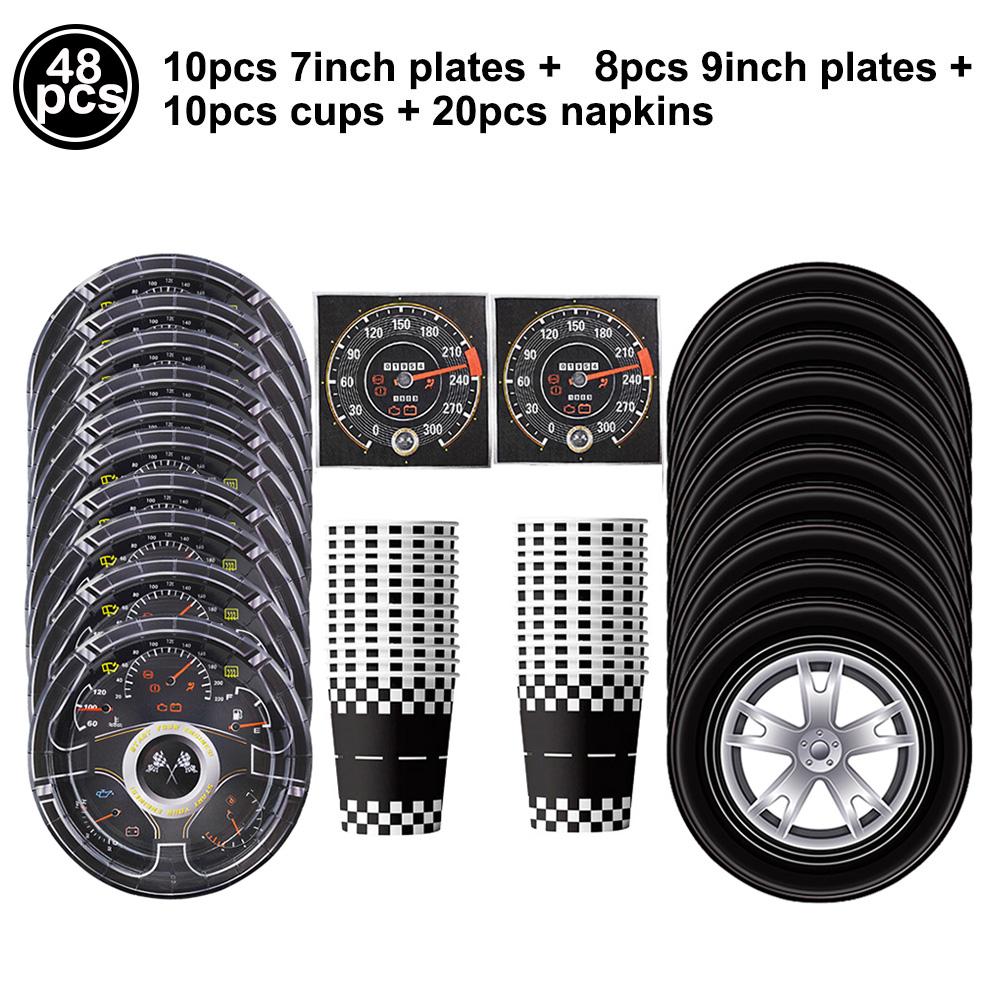Racing Car Table Runners Car Party Decoration Black Checkered Flag Disposable Tablecloth for Race Theme Birthday Party Supplies