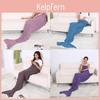 Fish Scale Pattern Mermaid Blanket Knitted Sofa Blanket For Cozy Home Use