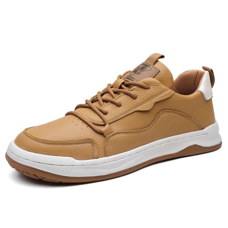 

Board shoes men s 2025 new first-layer cowhide breathable simple casual leather shoes trendy fashion white shoes 44