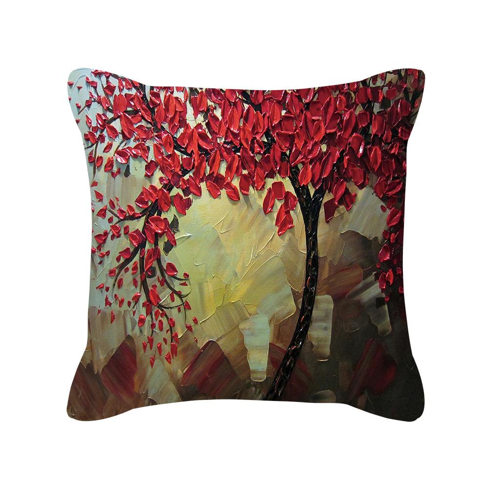 Ins Nordic Oil Painting Color Tree Sofa Pillow Cover Cushion Cushion Cover New Household Products
