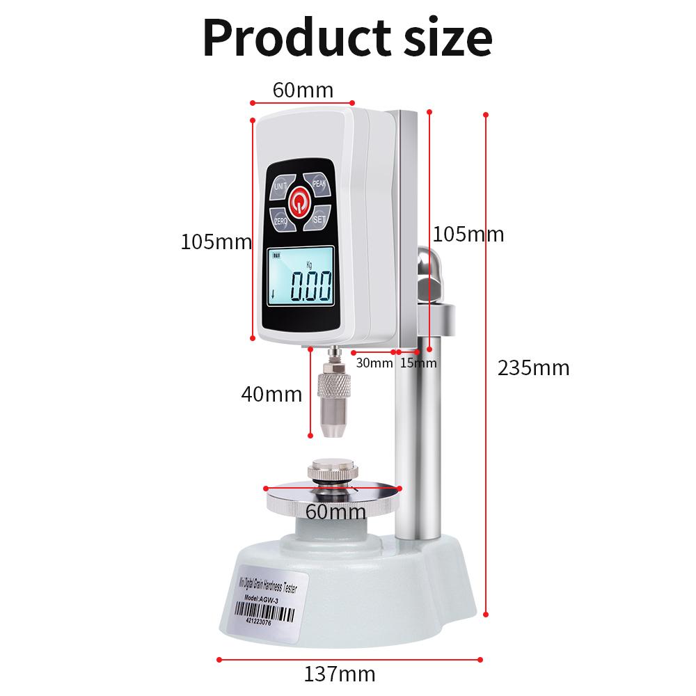 AGW-3 Mini Digital Grain Hardness Tester High Precision Grain  Penetrometer 20kg 196N Grain Durometer For Wheat Rice Soybean