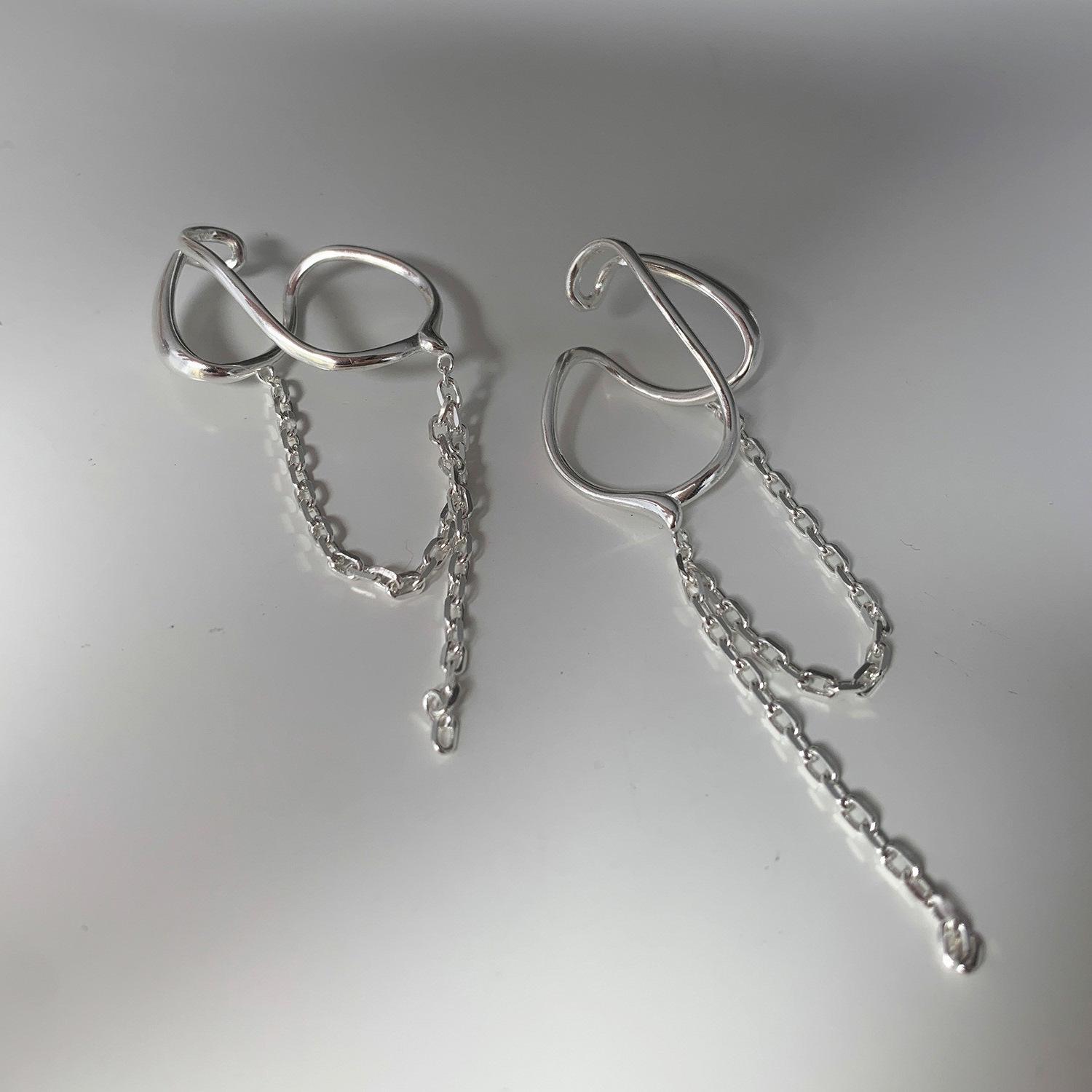 Korean Fashion Chain Tassel No-Pierce Ear Cuff - Retro Hip Hop Earrings for Women