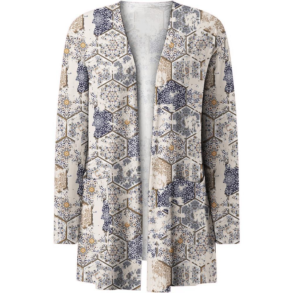 GMXIA Autumn Women's Print Cardigan Long-sleeved Casual Coat